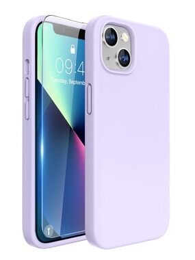 iPhone 13 Protective Case with Tempered Glass Screen Protector - LIGHT PURPLE